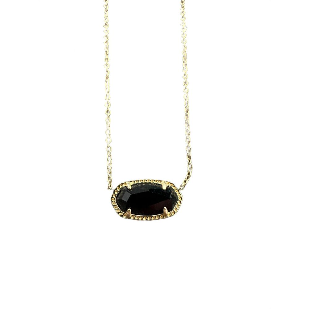 Kendra Scott Glass Stone Elisa Pendant Necklace Gold & Black